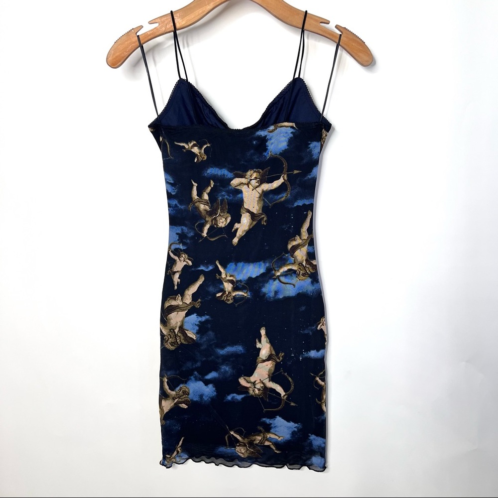 SOLD/Y2k Angel Print Navy Mesh Cami Bodycon Dress - Picture 14 of 14